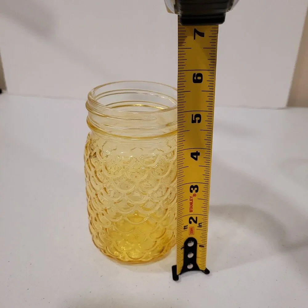 Mason Jar Pint Vase – Textured Pattern – Sunny Yellow – 5.25